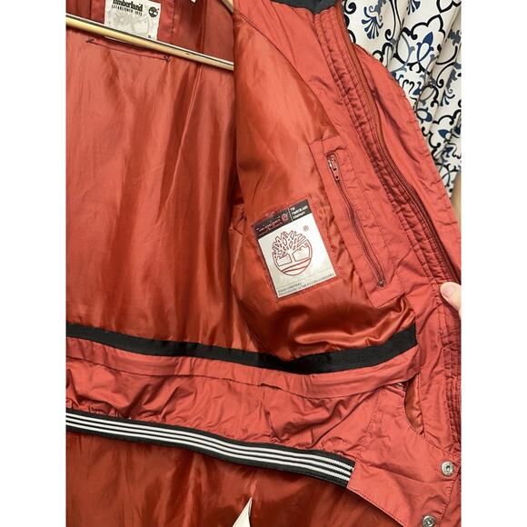 Timberland Women's Down Parka Puffer Jacket Red & Black Size XL Full Zip Flaw - Picture 11 of 16